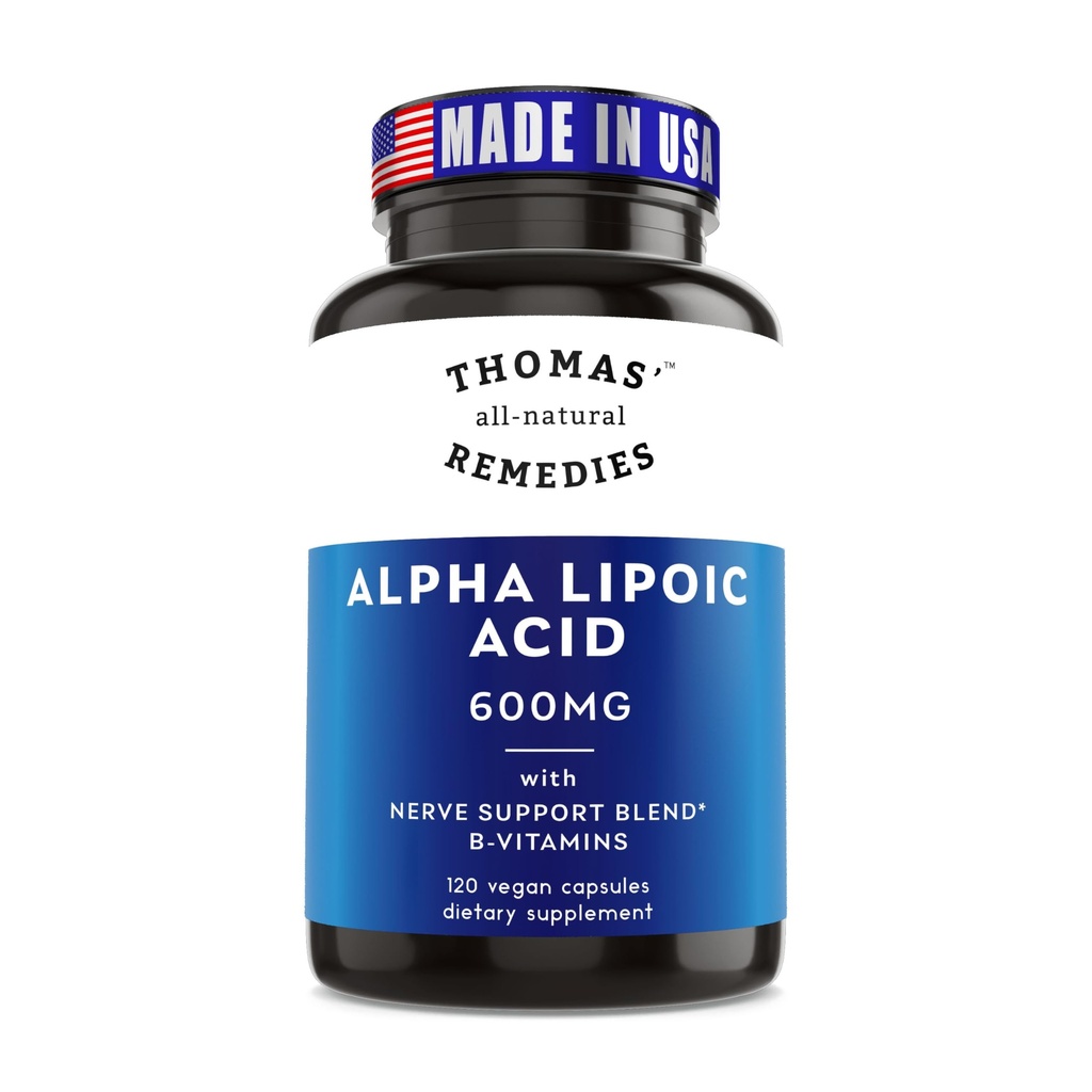 Thomas' all-natural Remedies Alpha Lipoic Acid 600mg, 120 κάψουλες με B- Vitamins, Vegan, Χωρίς πληρωτικά