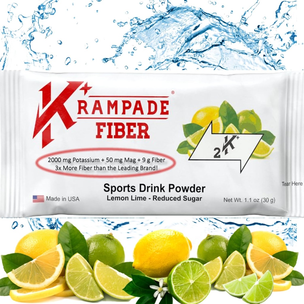 Krampade Fiber συμπλήρωμα ηλεκτρολύτες σκόνη - 9g Prebiotic Fiber + 2000mg συμπλήρωμα καλίου + μαγνήσιο 