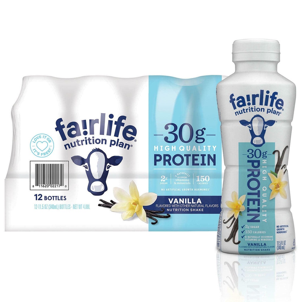 Fair Life Nutrition Plan High Protein Liquid Shake, Βανίλια, 11, 5 Fl Oz, Συσκευασία των 12