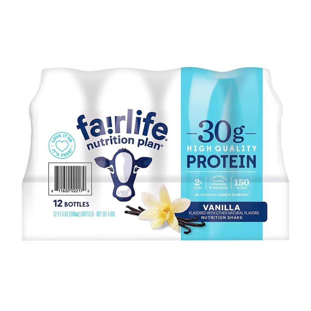Fair Life Nutrition Plan High Protein Liquid Shake, Βανίλια, 11, 5 Fl Oz, Συσκευασία των 12