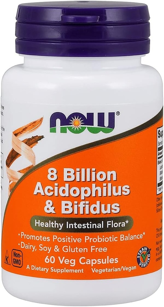 Τώρα Τρόφιμα Acidophilus & Bifidus 8 δισεκατομμύρια VCaps, 60 ct