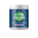 BIOHM Super Greens, Green Superfood Powder (8.5 Oz, 30 Servings) Antioxidant Veggie Powder & Smoothie Mix, 34 Superfoods & Spirulina, Digestive Enzymes, Prebiotics and Probiotics, Mixed Berry Flavor