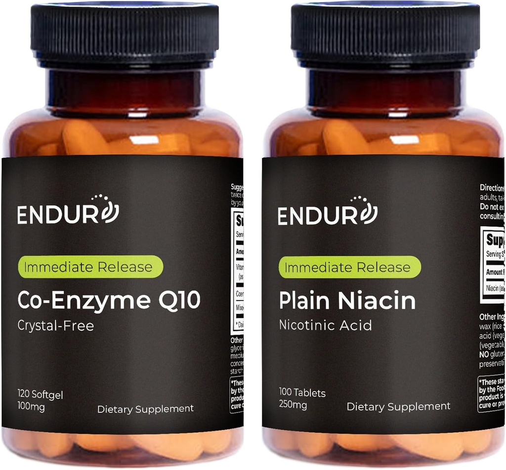 Endurance Products Co-Enzyme Q10 Crystal-Free (120 softgels) B3 Plain Niacin