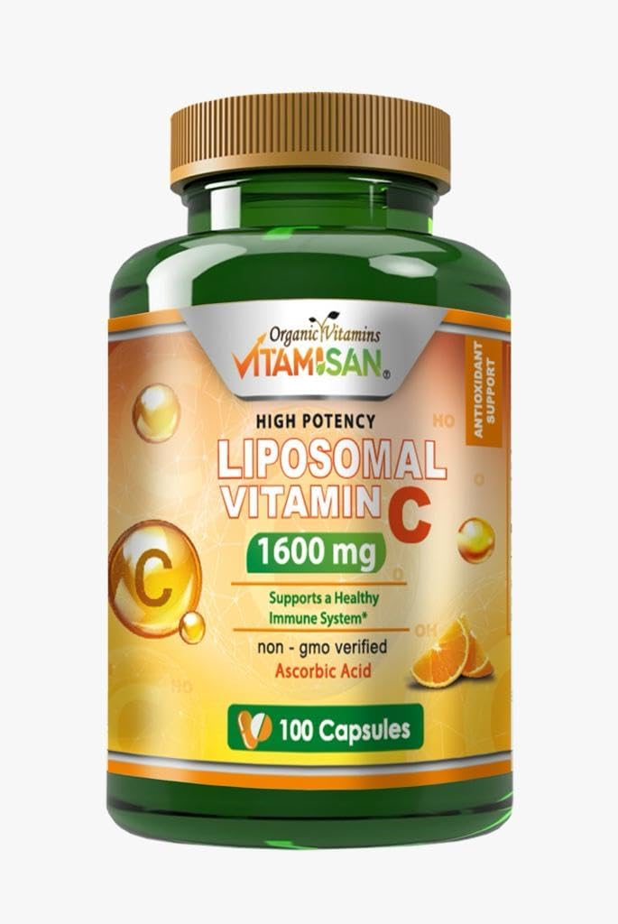 VITAMISAN Λιποσωμική Βιταμίνη C - 100 Κάψουλες - Υψηλή Απορρόφηση Ασκορβικό οξύ - Μπορεί να υποστηρίξει ανοσοποιητικό σύστημα & ενίσχυση του κολλαγόνου δεν GMO Ισχυρό αντιοξειδωτικό