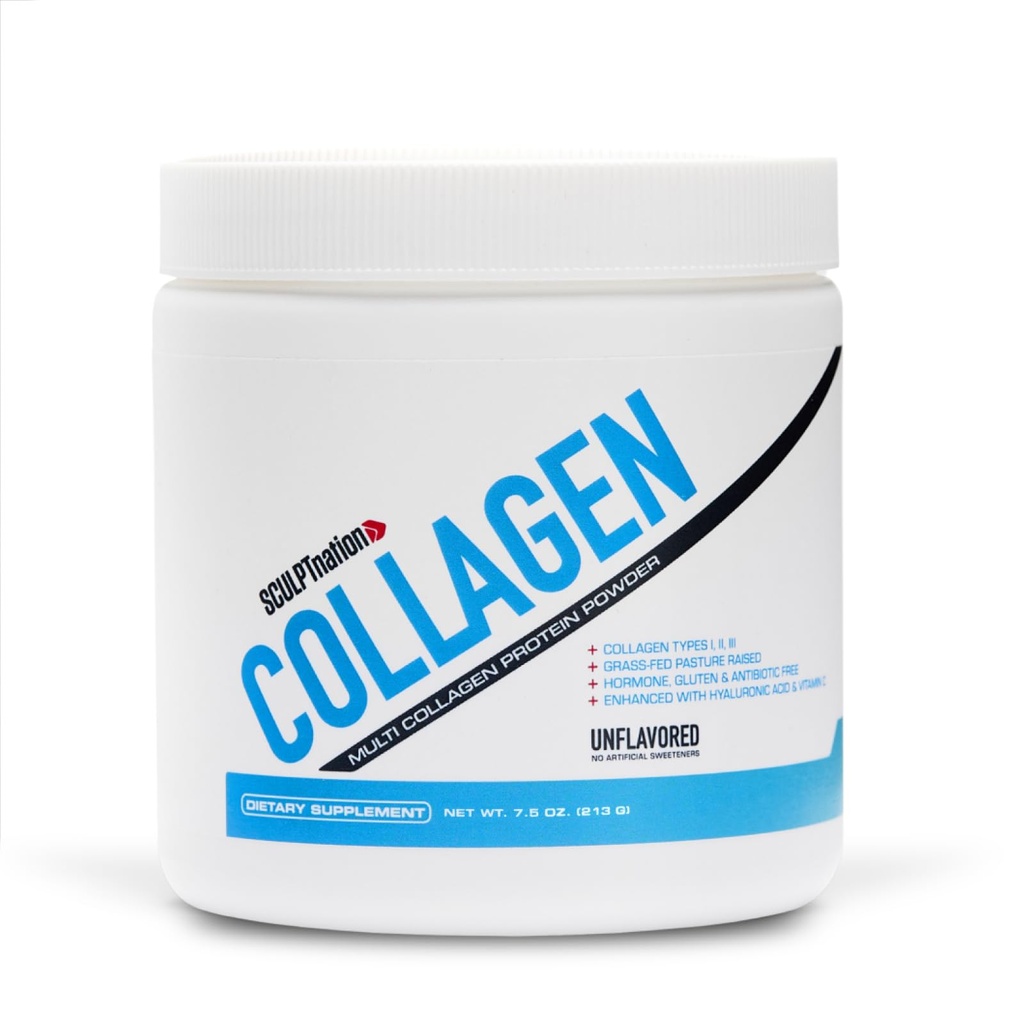 Sculpt Nation by V Shred Collagen Peptides Peptides Powder - Τύποι I, II, και III Collagen Plus Hyaluronic Acid to Support Healthy Hair, Nails, Skin, Bones, and Joint Health - Unflavored, 30 Day Supply