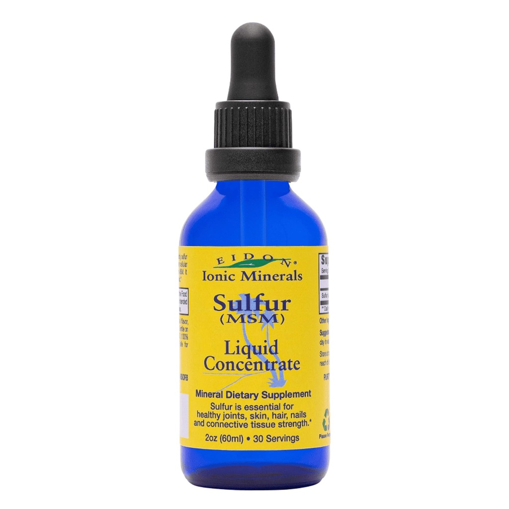 Eidon Ionic Minerals Liquid Sulfur Concentrate - Ionic MSM Sulfur Drops Supplement, υποστηρίζει λεία επιδερμίδα & γυαλιστερά μαλλιά, χωρίς συντηρητικά ή πρόσθετα - 2 Oz μπουκάλι