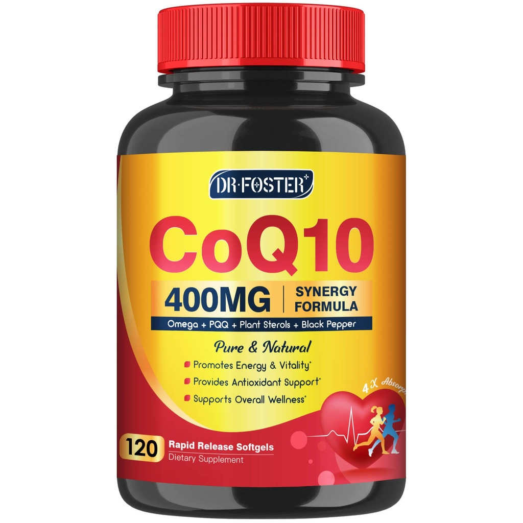 CoQ10 400mg SoftGels COQ10 - CQ10 Συμπλήρωμα συνένζυμου Q10, Plus PQQ, Omega 3, και βιταμίνη Ε, για την καρδιά και την κυτταρίτιδα ενέργεια, 120 εξυπηρετούν