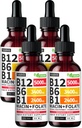 (4 Pack) Βιταμίνη Β12 και Β6 Υγρές σταγόνες, B12 Υπογλώσσια Βιταμίνη Β Complex - B 12 Βιταμίνη 5000mcg - B12 Μεθυλοκοβαλαμίνη για την ενέργεια, τον εγκέφαλο και την υποστήριξη της καρδιάς με 27.200 mcg, Φράουλα, 80 Σερβιέτες