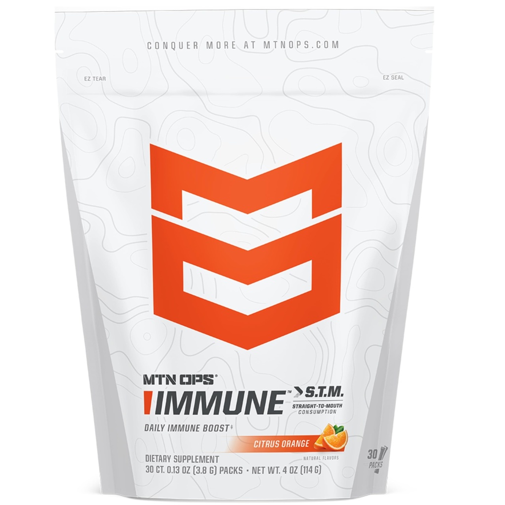 MTN OPS Immune STM Powder Drink Mix, Βιταμίνη C, Βιταμίνη D, Ψευδάργυρος & Αντιοξειδωτικά για Καθημερινή Ανοσολογική Υποστήριξη, Ενυδάτωση & Ευεξία, 30 Μερίδες, Γεύση Εσπεριδοειδών