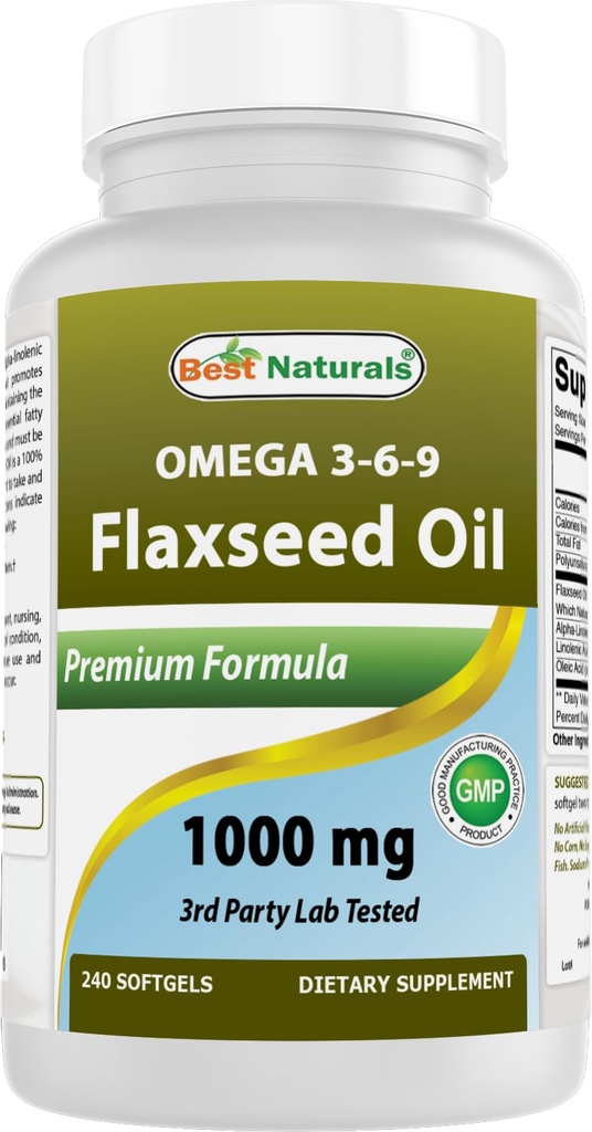 Best Naturals flaxseed Oil 1000 mg 240 Softgels - Ωμέγα-3-6-9 για την υγεία της καρδιάς