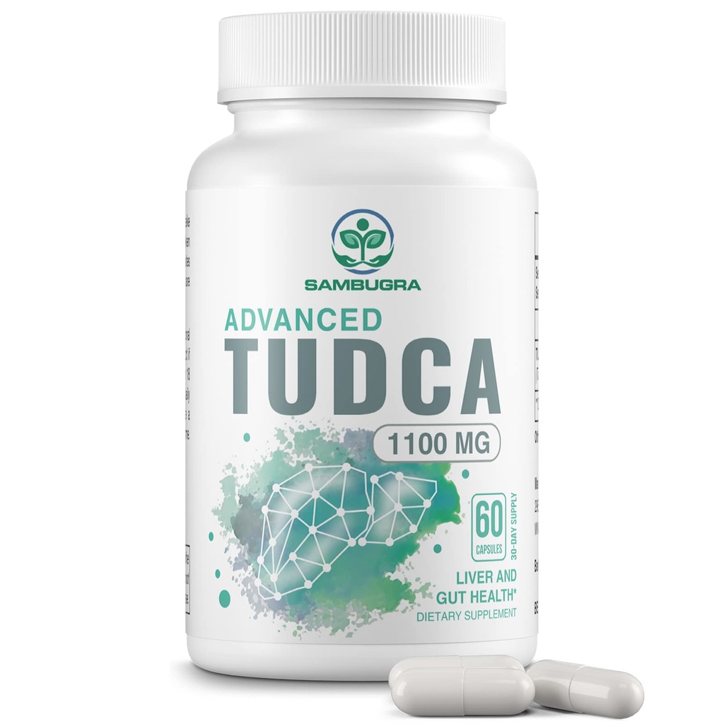 Συμπληρώματα ήπατος Sambugra TudCA 1100mg, 3ο μέρος Tested Ultra Strength Bile Salt TudCA συμπλήρωμα, υποστήριξη ήπατος για καθαρισμό και επισκευή Detox, 60 κάψουλες