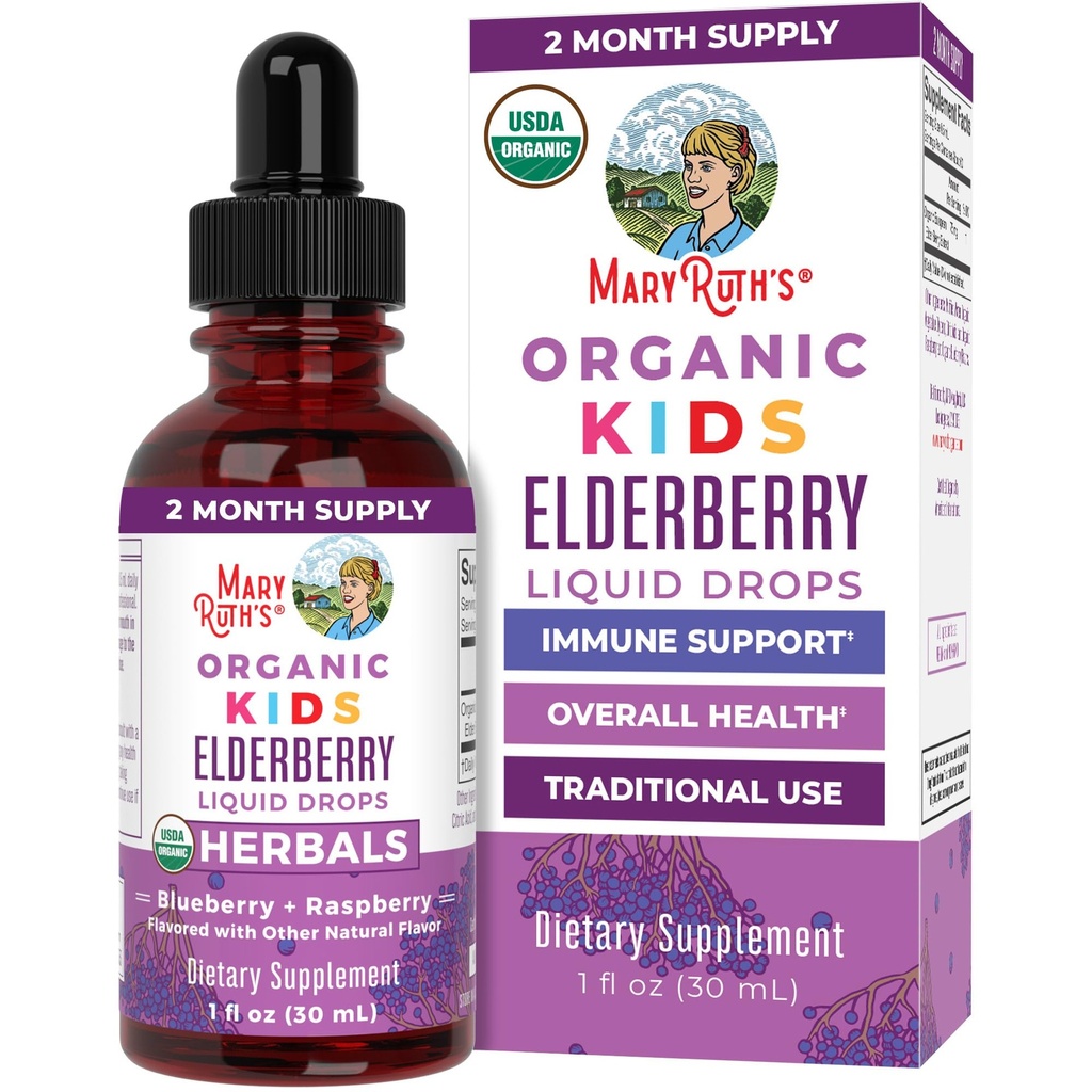 MaryRuth Organics USDA Organic Elderberry Liquid Drops for Kids 