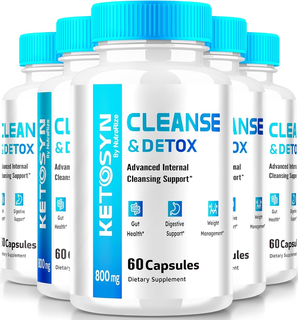 (5 Pack) Ketosyn Cleanse & Detox Capsules, Ketosyn Pills for Advanced Weight Loss, Maximum Strength Keto Blend Support Supplement, Keto Syn Internal Cleansing Pastillas Reviews (300 Capsules)