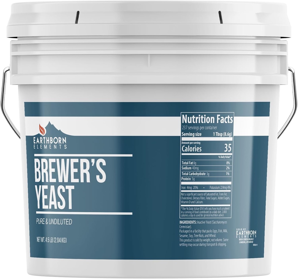 Earthborn στοιχεία Brewer’s Yeast 1 Gallon Bucket, Αγνή & Αδιάλυτη, Ανενεργή Yeast