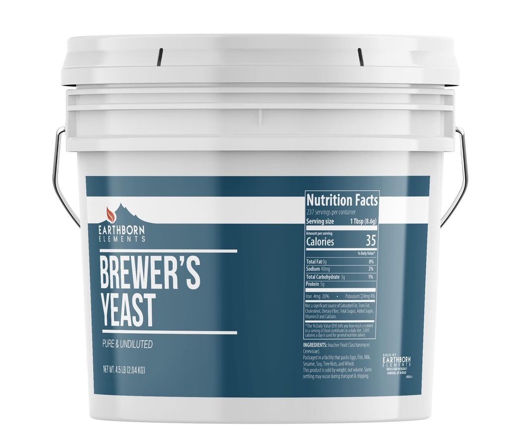 Earthborn Elements Brewer’s Yeast 1 Gallon Bucket, Pure & Undiluted, Inactive Yeast
