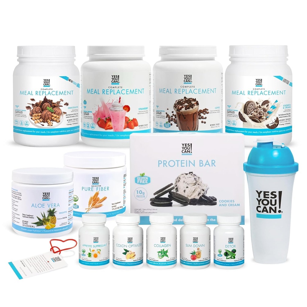 Ναι Μπορείς! All-in-One Kit with Meal Replacement Shakes, Aloe Vera Drink Mixer, Fiber Shake Mixer, Protein Snacks, Συμπληρώματα - Complete Wellness Kit