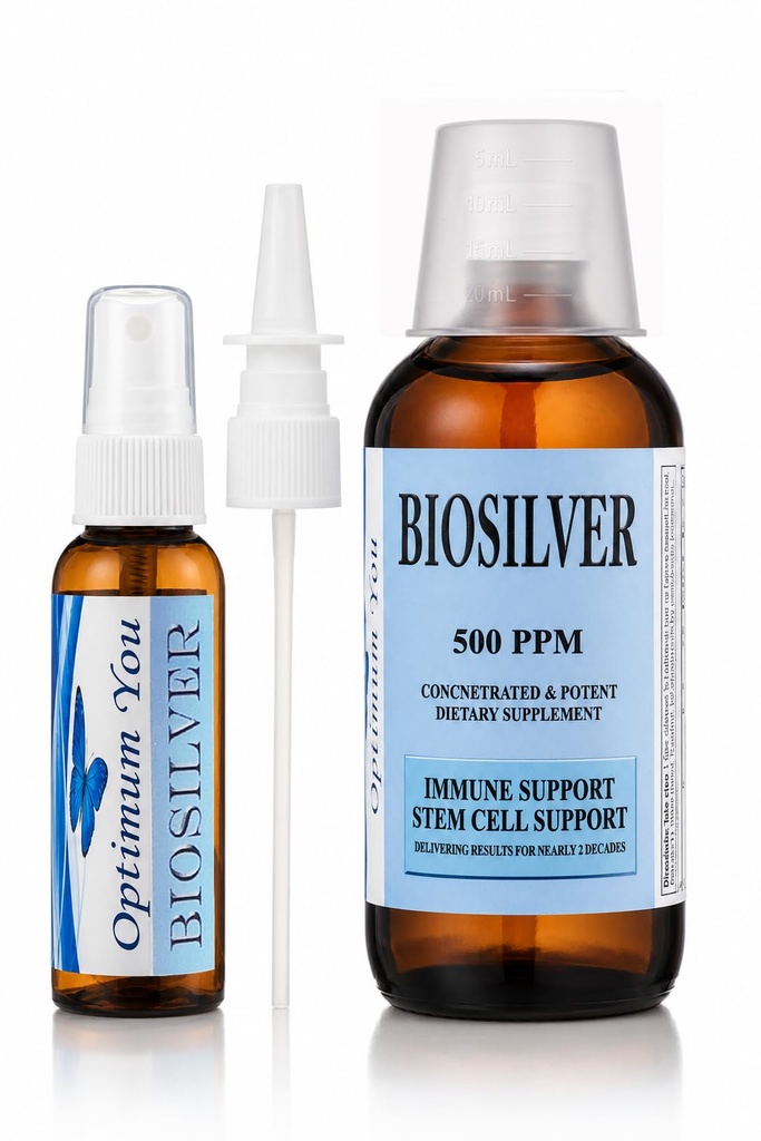 BIOSILVER | Colloidal Silver Liquid | 500 ppm, Extra Strength, 8 oz with Spray Bottle | Immune & Stem Cell Support | Wound Care & Superior Healing