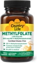 Country Life Methylfolate Chewable Tables - Μεταβολικά Ενεργό Φολικό - Great Tasting Orange Flavor - Χωρίς γλουτένη - Smooth Melts - Vegan B12 - Γυναικείες Βιταμίνες - Καθημερινή Συμπλήρωμα - 60 δισκία