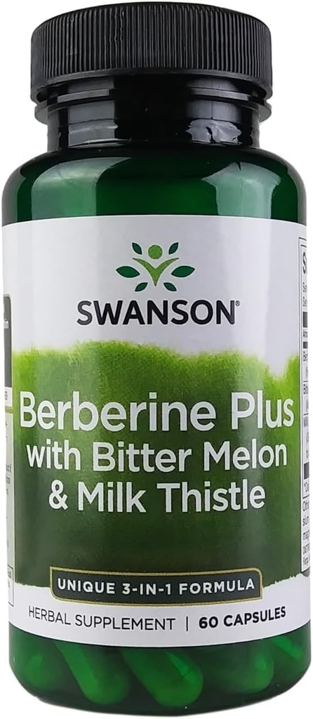 Swanson Berberine Plus με Πικρό Μελόνι & Γαϊδουράγκαθο Γάλα - 3-σε-1 Formula 60 Caps