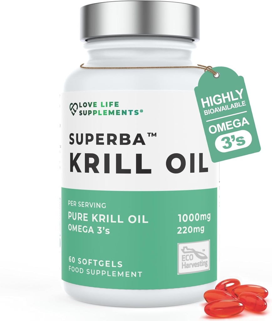 Krill Oil Omega 3 Κάψουλες Υψηλής Δύναμης 1000mg 