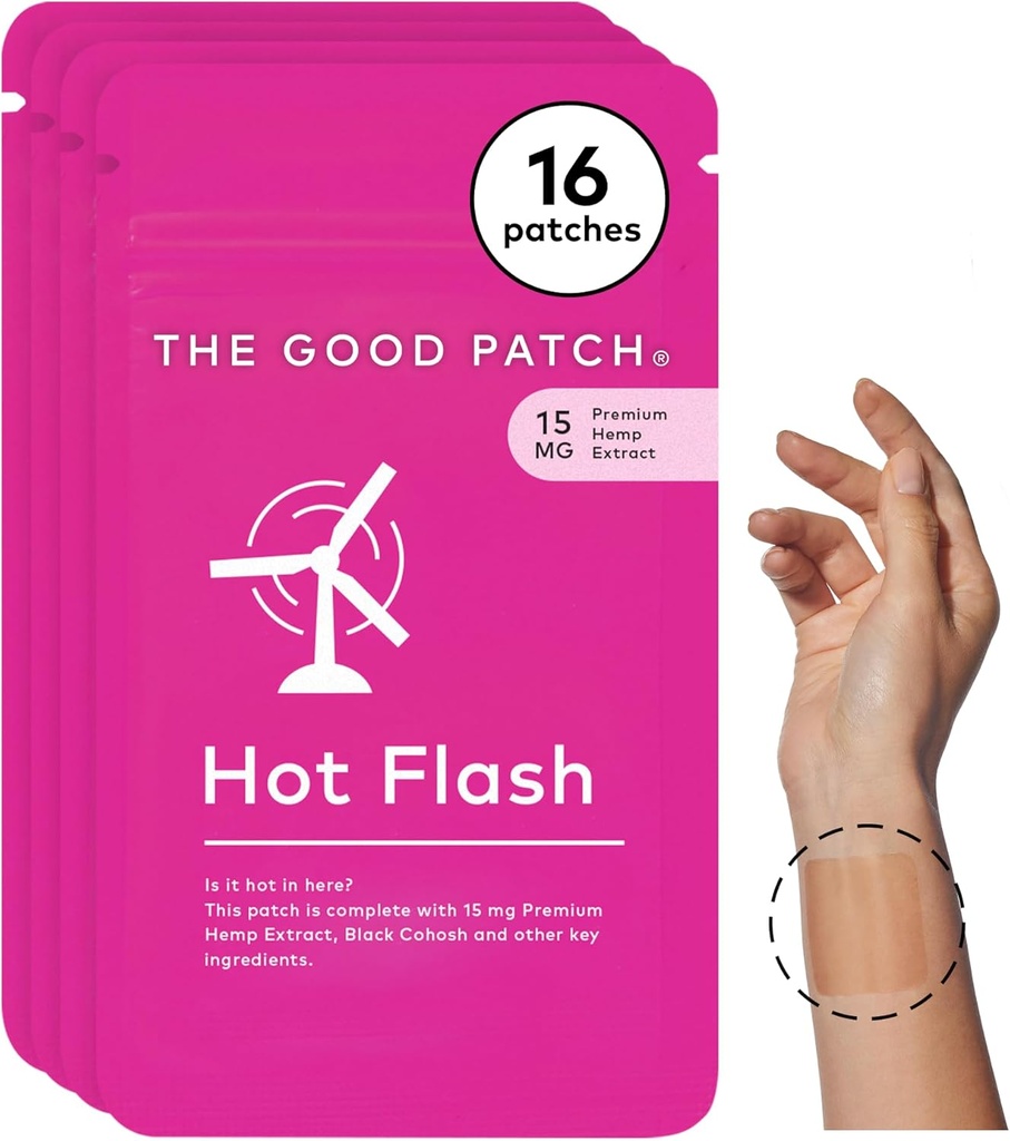 Η καλή Patch Hot Flash κάνναβη Εμμηνόπαυση Patches Υποστήριξη για τις γυναίκες, Παρατεταμένη κυκλοφορία, Φυσικό Patch με εκχύλισμα κάνναβης, Black Cohosh, Black Pepper, Plant Powered Wearable Wellness (16 Total Patches)