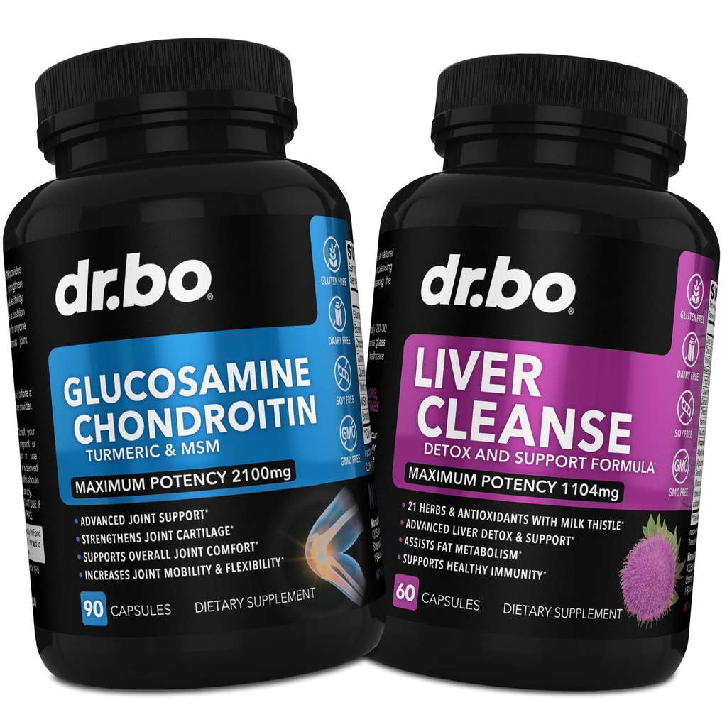 Glucosamine Chondroitin MSM Turmeric & Liver Cleanse Detox - Joint Health Supplement Knee Bone Joints, Liver Cleanse Detox Support - Κοινή Υποστήριξη Χάπια Glucosamine Sulfate Caps Συμπληρώματα