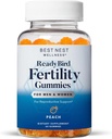 Best Nest Wellness Fertility Gummies - Προγεννητική πολυβιταμίνη για τη σύλληψη Υποστήριξη - Συμπλήρωμα διατροφής με μεθυλιωμένες βιταμίνες - δονούμενη υποστήριξη υγείας με συνένζυμο Q10 - Ροδάκινο, 60 Gummies