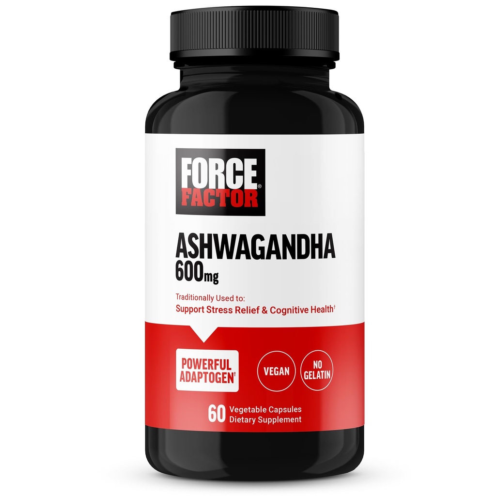 FORCE FACTOR Ashwagandha συμπληρώματα που γίνονται με Premium Vegan Ashwagandha σκόνη, προσαρμογέες για την υποστήριξη του στρες και γνωστική υγεία, Όχι Ζελατίνη, μη ΓΤΟ, 60 κάψουλες
