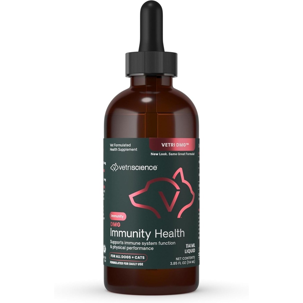 VETRISCIENCE DMG Ανοσία Υγεία Easy-Dose Liquid, Vetri DMG συμπλήρωμα υποστήριξης ανοσοποιητικών για σκύλους και γάτες, Hypoallergenic, Απόδοση Υποστήριξης, Σταμίνα, Ανοσολογική Ανταπόκριση, DMG (Διμεθυλγλυκίνη), 114 ml