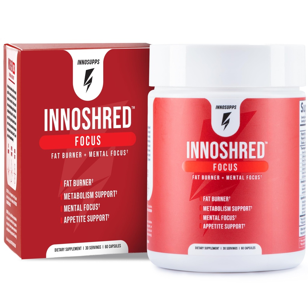 Inno Shred Focus Day Fat Time Burner, 100mg Capsimax, Grains of Paradise, Organic Caffeine, Green Tea Extract, Appetite Suppressant, Υποστήριξη απώλειας βάρους, 60 κάψουλες λαχανικών (60 κάψουλες, με εστίαση)