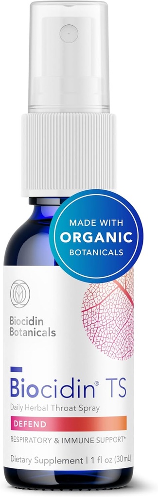 Biocidin Throat Spray - Σπρέι αποσμητικό λαρύγγι για ανοσοποιητική υποστήριξη με Biocidin Blend - Κλινικά μελετημένη, γρήγορη δράση για εποχικό βοήθημα ή ταξίδι - Υποστήριξη Άνω αναπνευστική αρτηρία (1 fl oz)