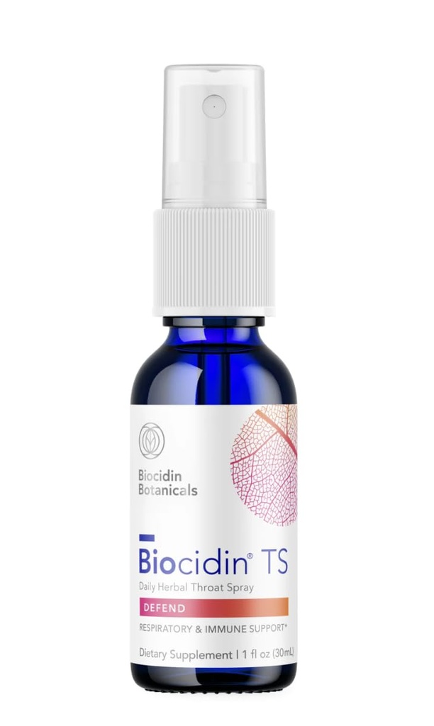 Biocidin Throat Spray - Σπρέι αποσμητικό λαρύγγι για ανοσοποιητική υποστήριξη με Biocidin Blend - Κλινικά μελετημένη, γρήγορη δράση για εποχικό βοήθημα ή ταξίδι - Υποστήριξη Άνω αναπνευστική αρτηρία (1 fl oz)