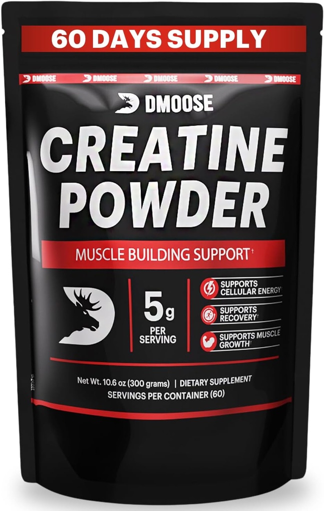 DMoose Creatine Monohydrate Powder - Creatine Powder for Muscle Gain & Recovery Supplement - 300g ανά Serv (5g) 2 Scoops - 60 Services