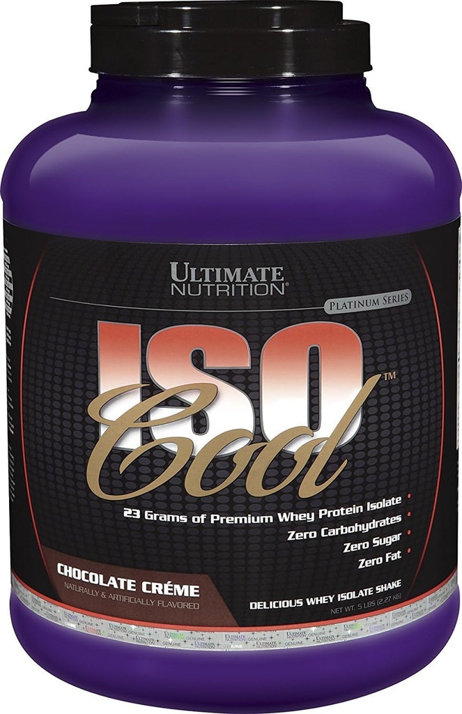 Ultimate Nutrition ISO Cool Whey Isolate Protein Powder - Κετο-Φιλικά - Ζάχαρη, υδατάνθρακες και λίπος-ελεύθερο - 23 γραμμάρια πρωτεΐνης ανά σερβίρισμα, σοκολάτα, 5 λίρες