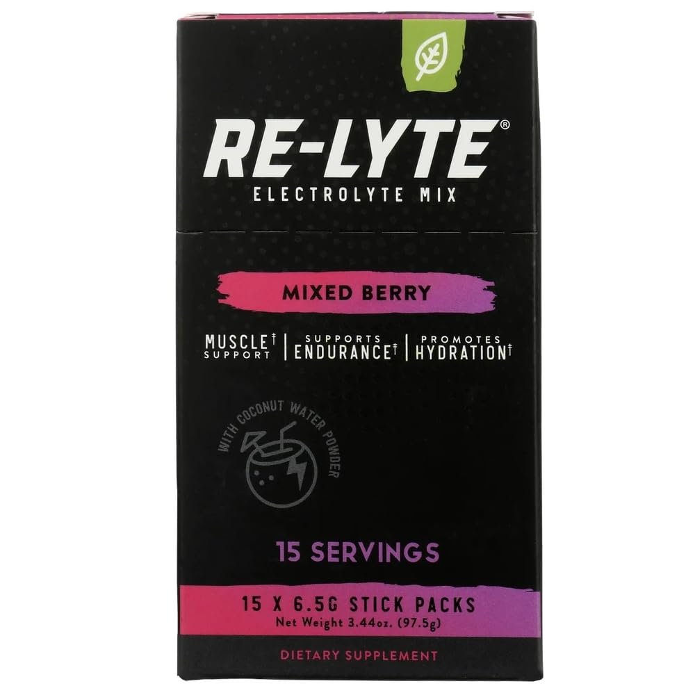 RELYTE Re-Lyte Ηλεκτρολυτικό μείγμα ποτών μεικτό μούρο 15 Σερβιέτες 3,44 oz