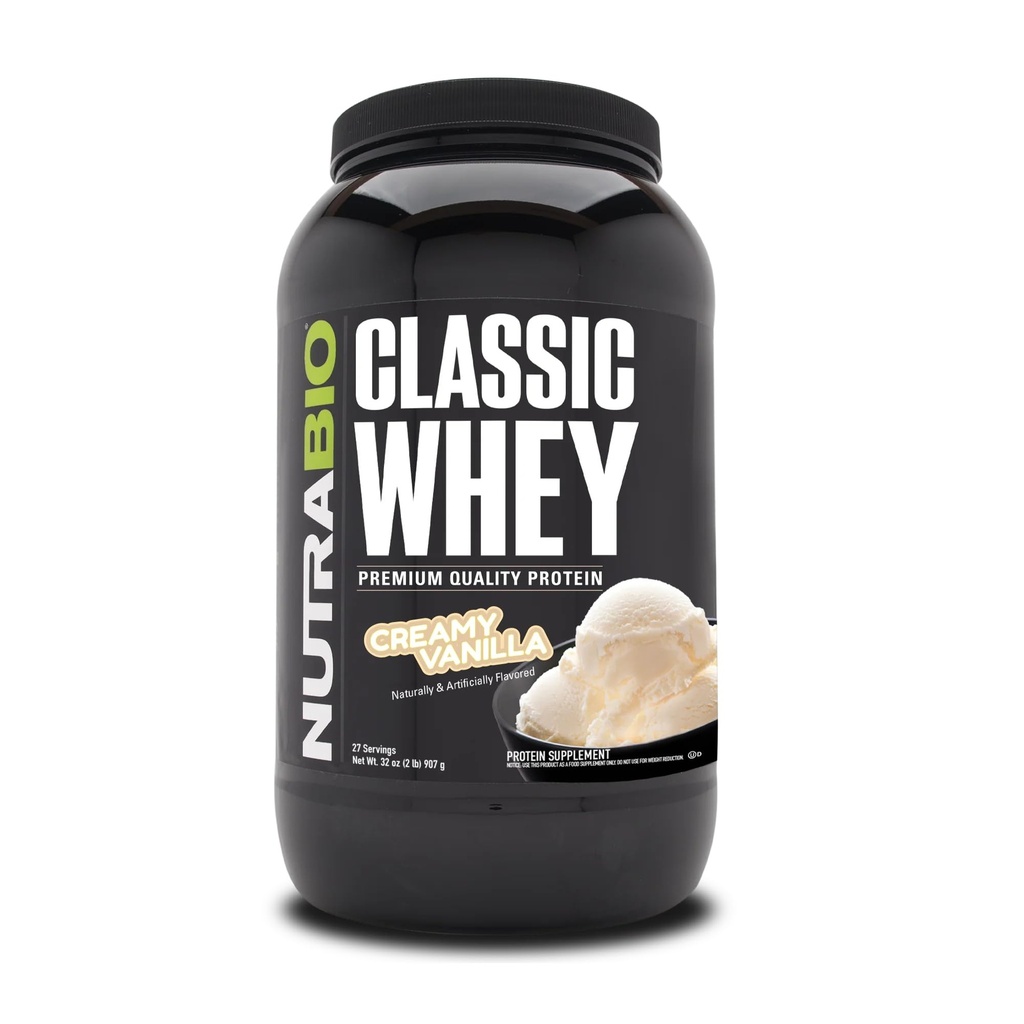 NutraBio Classic Whey Protein Powder- 25G πρωτεΐνης ανά Scoop - Full-Spectrum Amino Acid Profile - Χωρίς πληρωτικά, τεχνητά χρώματα, συντηρητικά - Χαμηλός γλυκαιμικός δείκτης - κρεμώδη βανίλια, 2 Λίρες