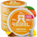 Rebel Nootropic Energy Caffeine Pouches (Mango) • 100mg Caffeine • Alpha GPC • Huperzine A & Essential Vitamins • Sugar-Free • Coconut Fiber Technology • 15 Pouches Per Can (Pack of 4)
