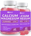 Ασβέστιο χωρίς ζάχαρη Gummies ασβεστίου w/Vitamin D3 K2, Μαγνήσιο ψευδάργυρος κόκκων για τα οστά, τους μυς και το ανοσοποιητικό, Άλγη CA μαγνήσιο 2:1 συμπλήρωμα ασβεστίου αναλογίας για γυναίκες & άνδρες - Vegan