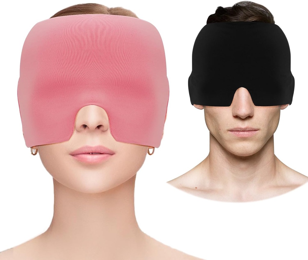 Ημικρανία Κεφαλαλγία Relief Cap, Gel Ψύξη Μάσκα ματιών, Ημικρανία Relief Cap Hot & Ψυχρή Θεραπεία Hangover Μάσκα καπέλο Odorless Ημικρανία Κεφαλαλγία Καπέλο για Sinus, Puffy Eyes, Tension, Stress Relief - ροζ