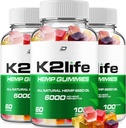 K2Life Hemp Gummies - με το εκχύλισμα κάνναβης K2 Life Hemp Gummies εμβοές συμπλήρωμα, υγεία και ευεξία Υποστήριξη, όλα τα φυσικά K2Life Hemp Gummy Advanced Formula (3 Pack - 180 Gummies)
