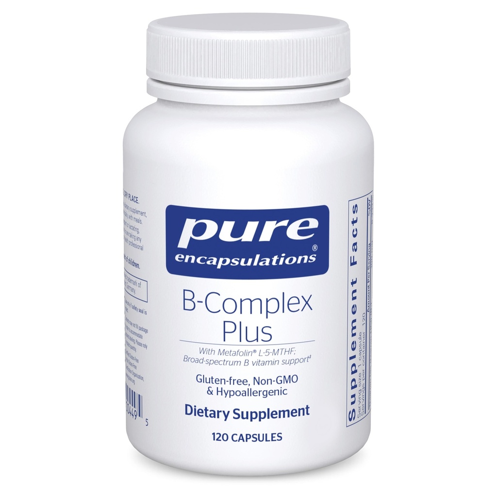 Pure Encapsulations B-Complex Plus - B Vitamins Supplement to Support Neurological Health, Cardiovascular Health, Energy Levels & Nervous System Support* - with Vitamin B12 & More - 120 Capsules