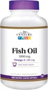 Fish Oil 21ου αιώνα 1000 mg Enteric Coated Softgels, 180- Count (πακέτο του 2)