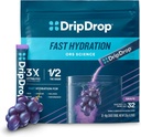 DripDrop Hydration Packets - Σταφύλι - Μονό σερβίρετε ηλεκτρολύτες Powder Mix - Μη ΓΤΟ, Χωρίς γλουτένη, Vegan - 32 Sticks