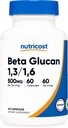 Nutricost Beta Glucan 500mg 1,3/1,6 D-Glucan, 60 κάψουλες χορτοφάγων - Χωρίς γλουτένη, μη ΓΤΟ