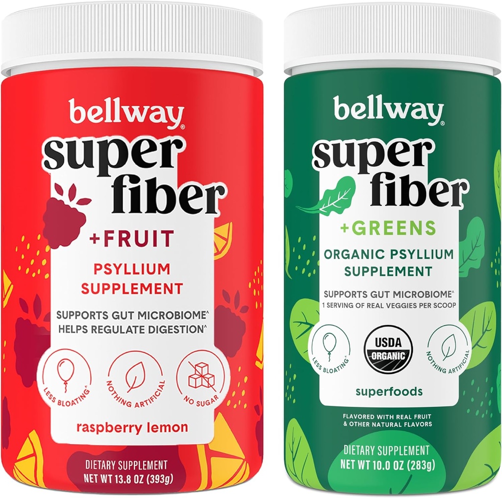 Bellway Super Fiber Powder + Fruit, Raspberry Lemon Super Fiber + Greens