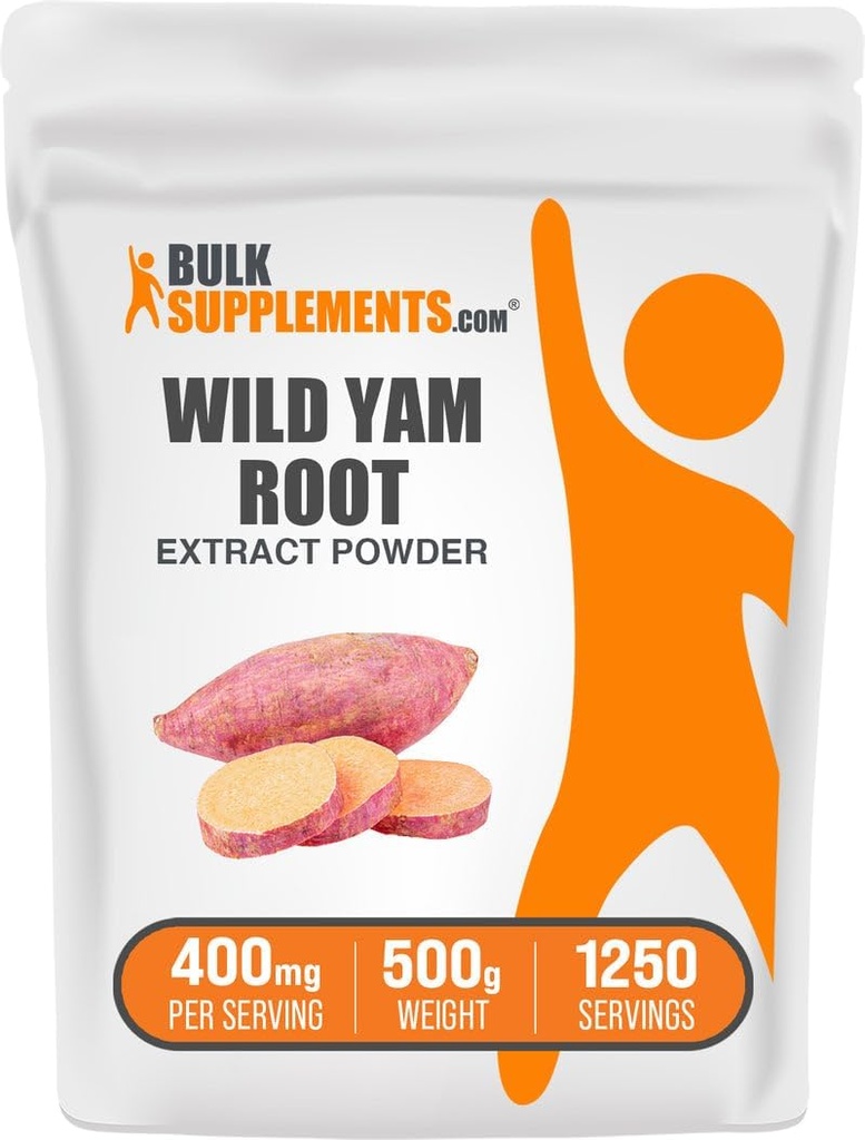 BulkSupplements.com Wild Yam Extract Powder - από ρίζα, συμπλήρωμα βοτάνων, συμπλήρωμα Wild Yam - Χωρίς γλουτένη, 400mg ανά σερβίροντας, 500g (1.1 lbs) (πακέτο του 1)