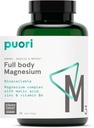 Puori Magnesium Complex Supplement - Υψηλή απορρόφηση Μαγνήσιο Ταυρινικό & Γλουκονικό, Ψευδάργυρος, Βιταμίνη Β6 & Κακό οξύ για την υποστήριξη του ύπνου, ανοσοποιητική & οστική υγεία & αποκατάσταση των μυών - 120 κάψουλες Vegan