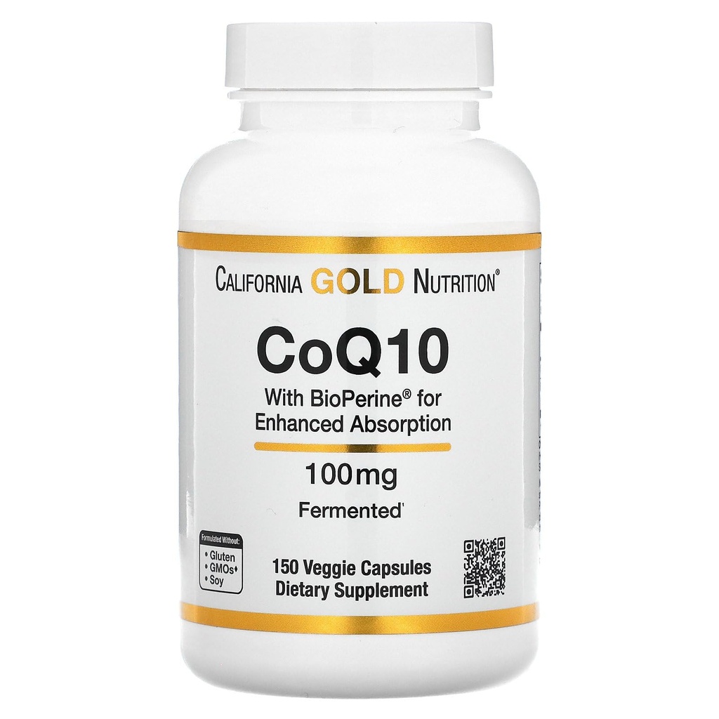 CoQ10 από την California Gold Nutrition - USP-Verified, Fermented Coenzyme Q10 με BioPerine - Μιτοχονδριακή Υποστήριξη - Vegan Friendly - Gluten Free, Non-GMO - 100 mg - 150 Veggie Κάψουλες