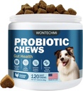 Probiotics for Dogs, Improve Itchy Skin Itchy Ears, Gut Health, Yeast Balance, Allergies, Immunity, Dog Probiotics and Digestive Enzymes with Prebiotics, Reduce Diarrhea (Chicken, 120 chews)