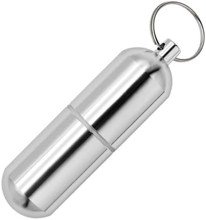 Φορητό Pill Organizer Μικρό κουτί ταξιδιών Keychain Mini Daily Pill θήκη δοχείο, Αδιάβροχο Μεταλλικό Χάπια κάτοχος ιατρικής Μπουκάλι για συμπληρώματα, χάπια, βιταμίνες και φαρμακευτική αγωγή (Large)